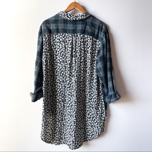 LF FURST OF A KIND Floral Plaid Flannel Shirt